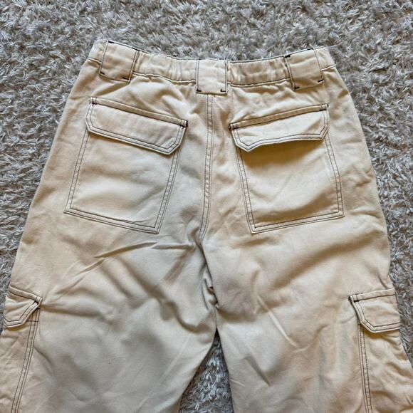 Cream & Tan Wide Leg Cargo Pants - Picture 8 of 8